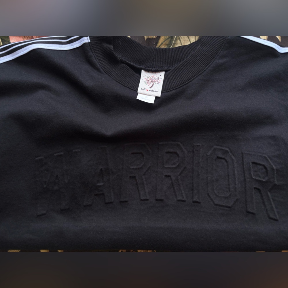 Self Esteem Black Crewneck with White Shoulder Stripes - Picture 9 of 9